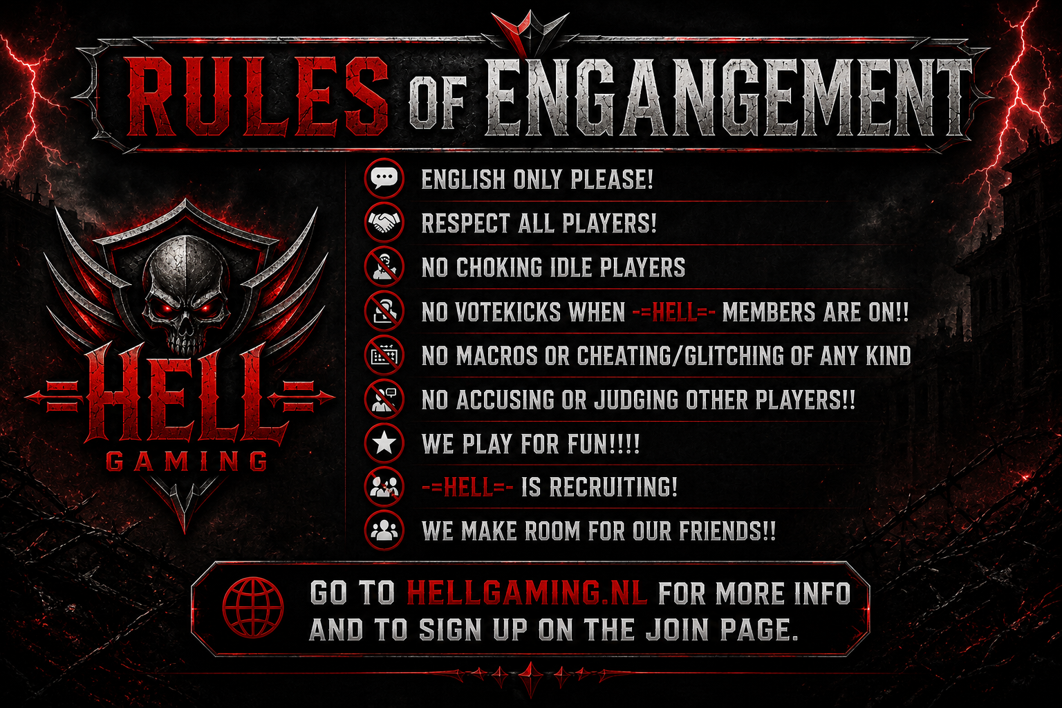 HELL Gaming rules banner